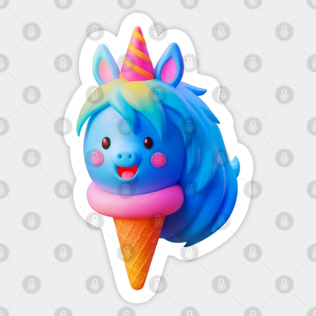 Unicorn Ice Cream Sticker by Doggomuffin 